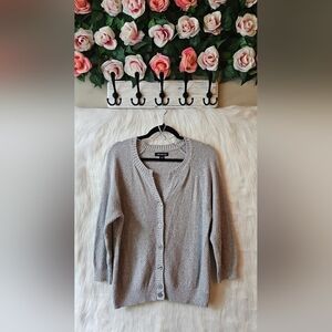 Jessica Women's Heather Gray Button-Up Cardigan